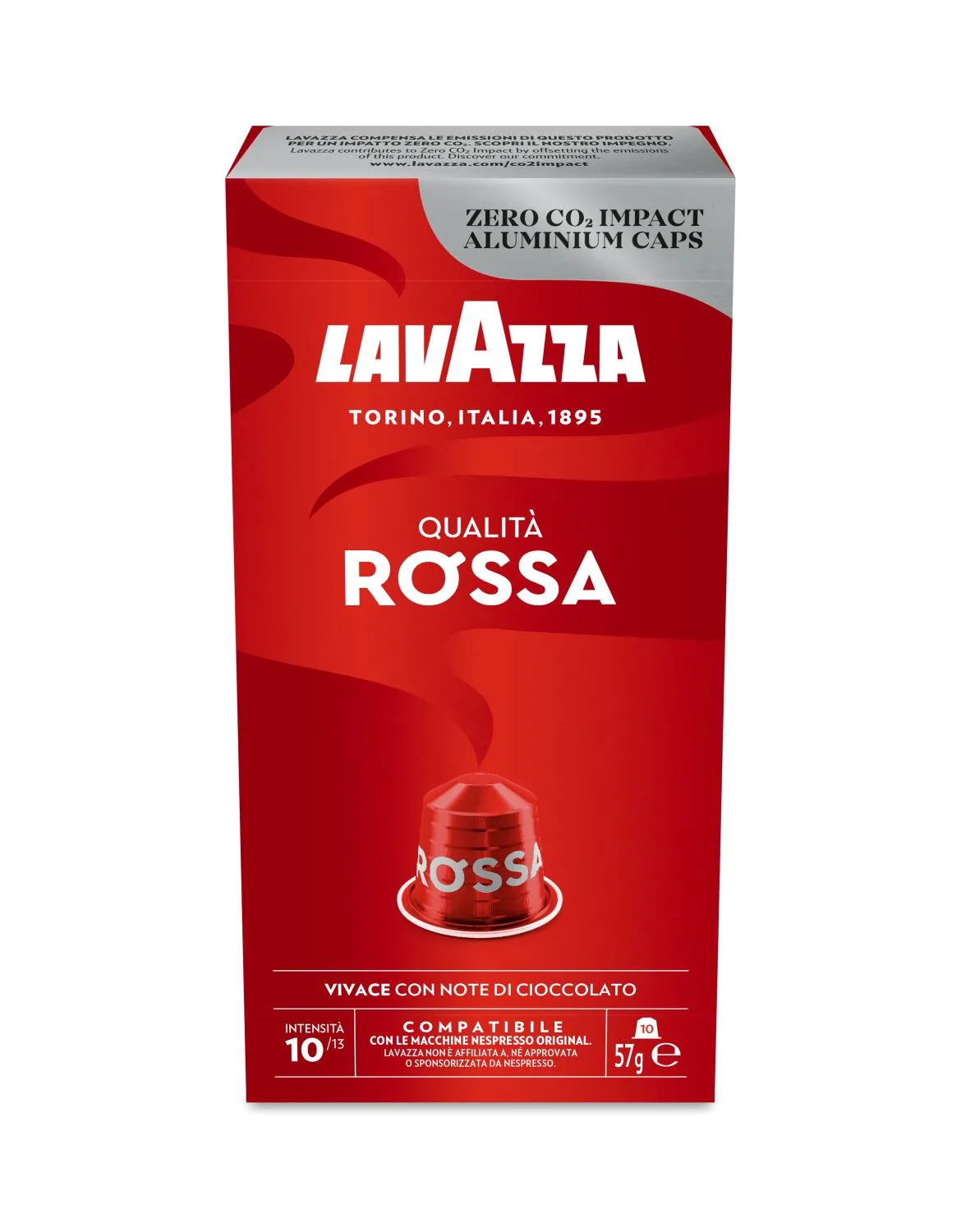 Nespresso Compatible Lavazza Qualita Rossa 10 Coffee Capsules